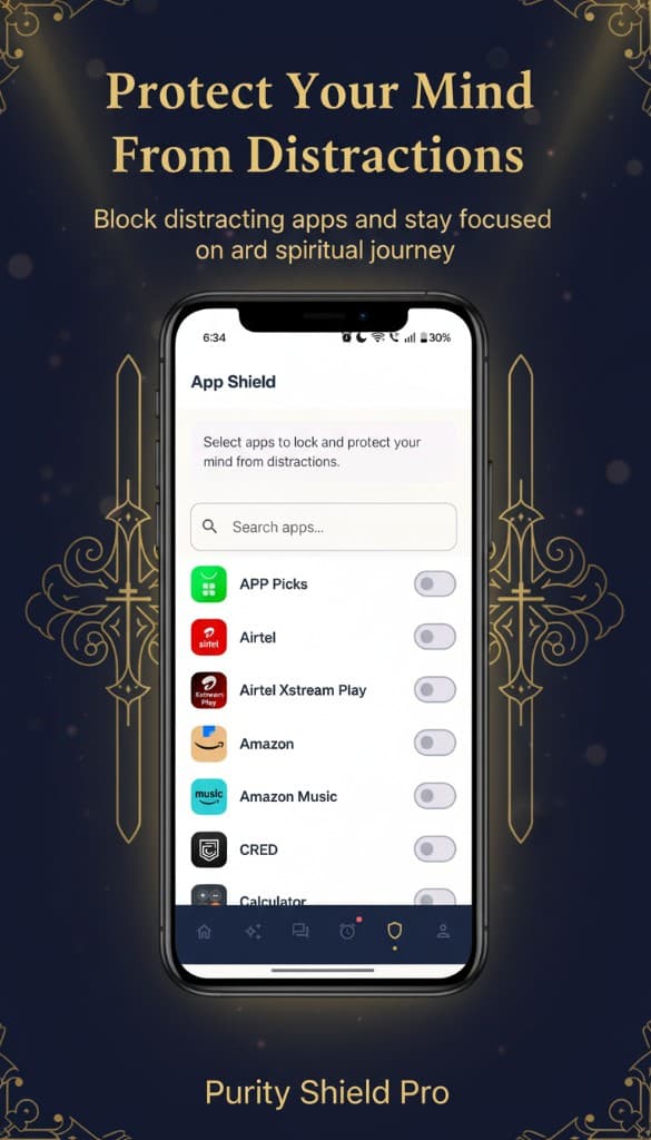 Purity Shield Pro — App Shield blocks distracting apps for spiritual focus